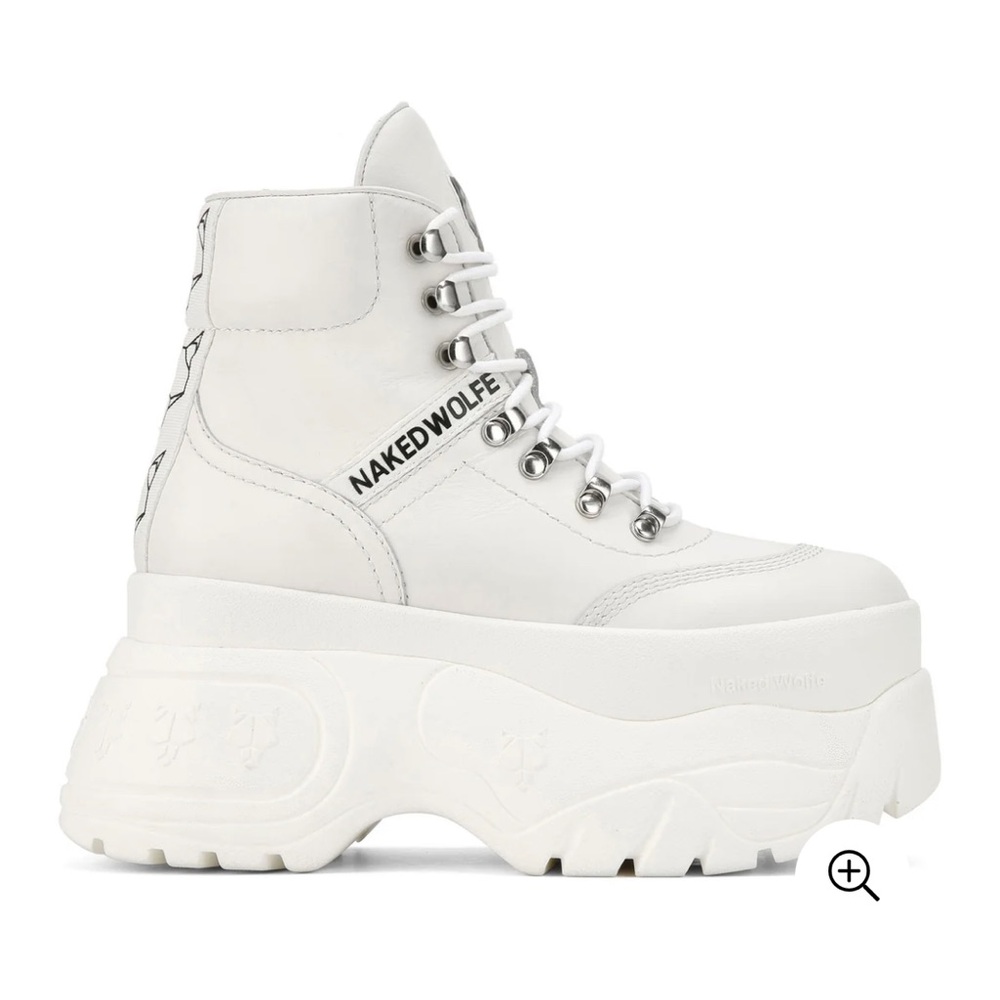 Naked Wolfe White Platform Combat Boots
